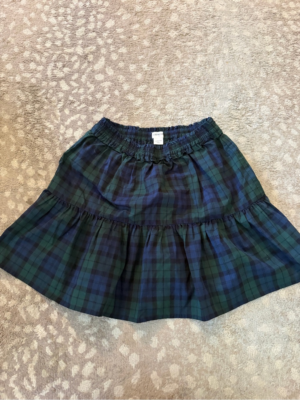 Crewcuts Green and Blue Tiered Plaid Skirt